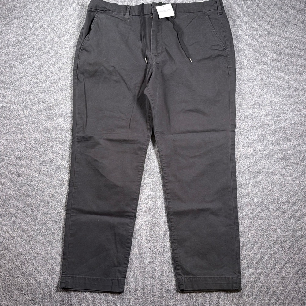 American Eagle Athletic Easy Pant Mens 38x30 Gray Flex Drawstring Chinos NEW